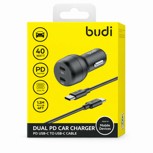 40W Dual PD Autós Gyorstöltő – USB-C to USB-C Kábellel, Gyors és Biztonságos Töltés