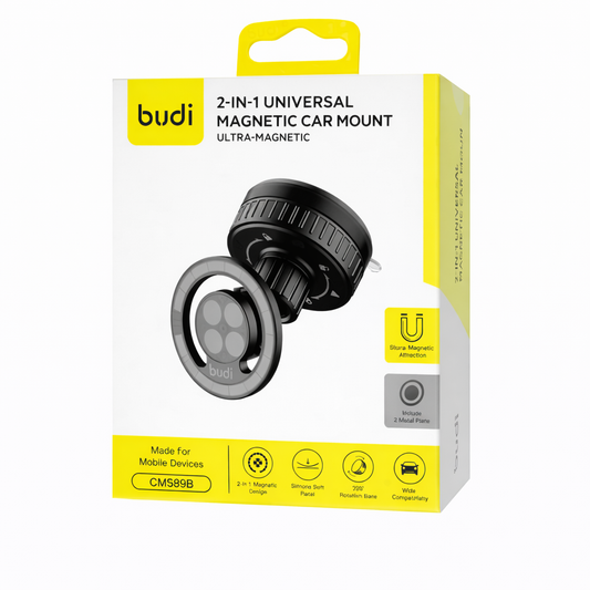 Budi 2-in-1 Univerzális Mágneses Autós Telefontartó – Ultra Erős Mágnes, 360° Forgatás